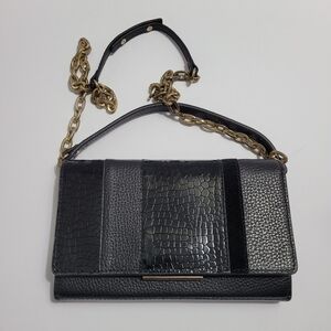 Treasure & Bond Black Faux Leather  Crossbody Clutch/Purse